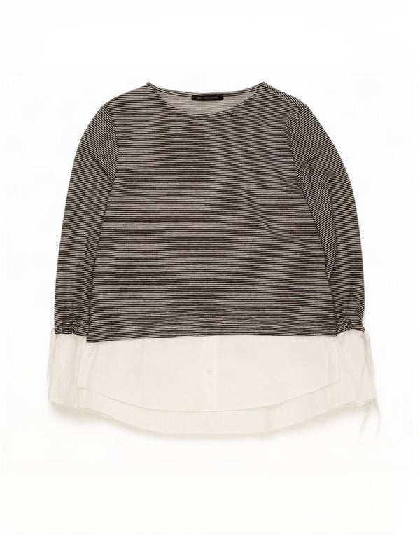Marks & Spencer Blusa de manga larga para mujer UK 42 Gris medio a rayas