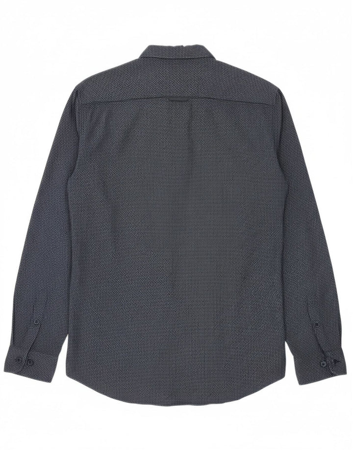 TOM TAILOR Mens Fitted Shirt Medium Navy Blue Geometric Cotton Vintage Tom Tailor and Second-Hand Tom Tailor from Messina Hembry 