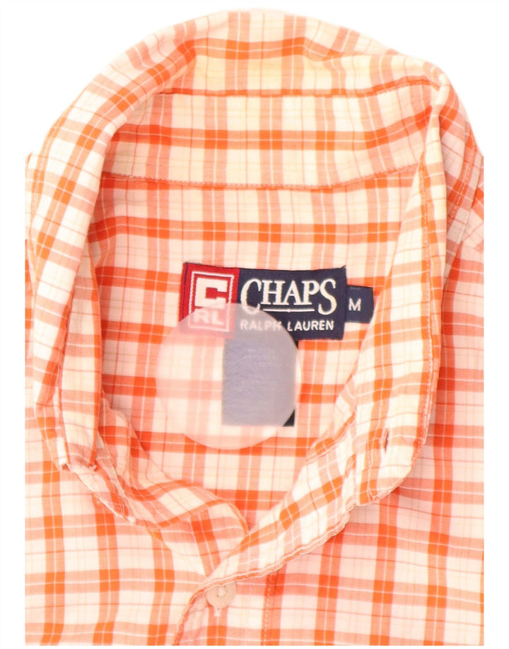 CHAPS RALPH LAUREN Camisa de manga corta para hombre Algodón a cuadros naranja medio