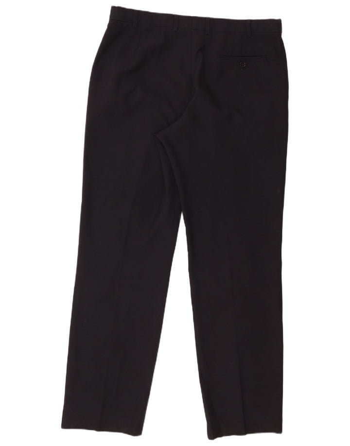 Marks & Spencer Pantalón de traje regular para hombre W36 L33 Poliéster azul marino
