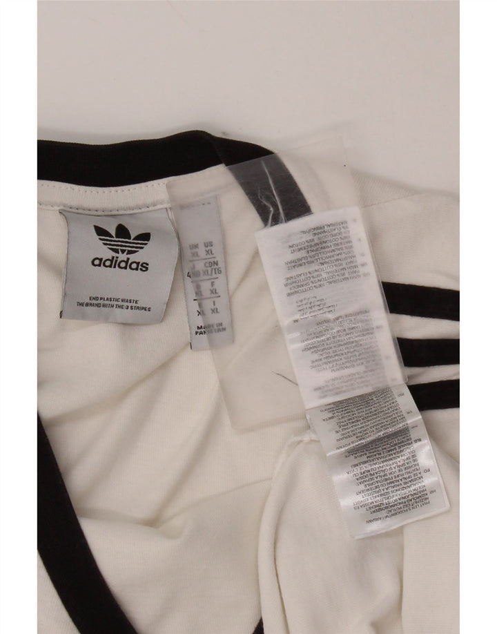 Adidas Hombre Camiseta Manga Larga XL Blanco Algodón