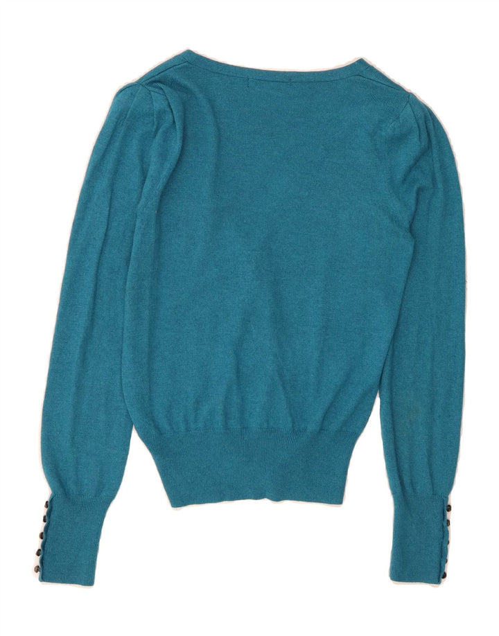 MARKS & SPENCER Womens Cardigan Sweater UK 8 Small Blue Viscose Vintage Marks & Spencer and Second-Hand Marks & Spencer from Messina Hembry 