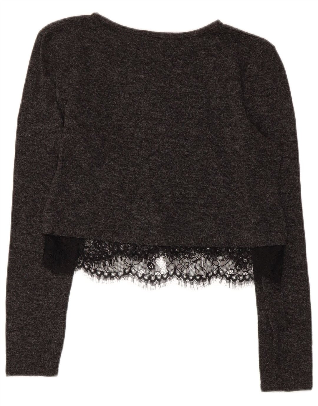 Zara Mujer Crop Top Manga Larga UK 42 Gris Medio
