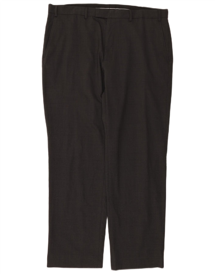 Marks & Spencer Pantalón de traje recto para hombre W38 L31 Lana gris