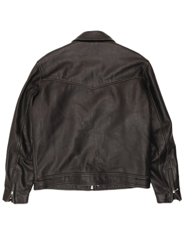 Vintage chaqueta de cuero para hombre Reino Unido 44 2XL negro