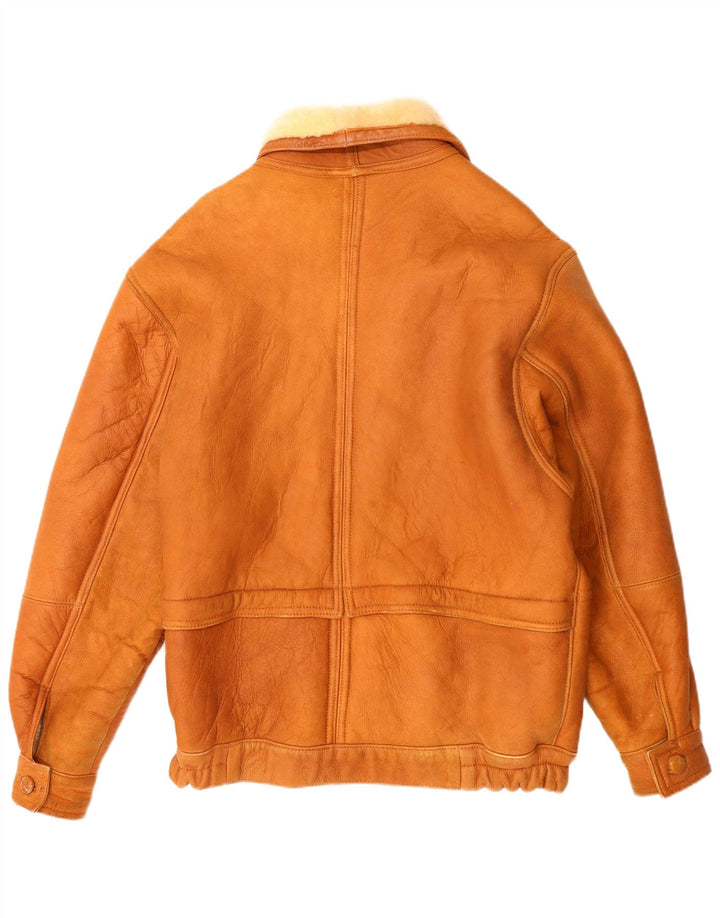 VINTAGE Chaqueta de piel de oveja para hombre IT 50 Marrón grande