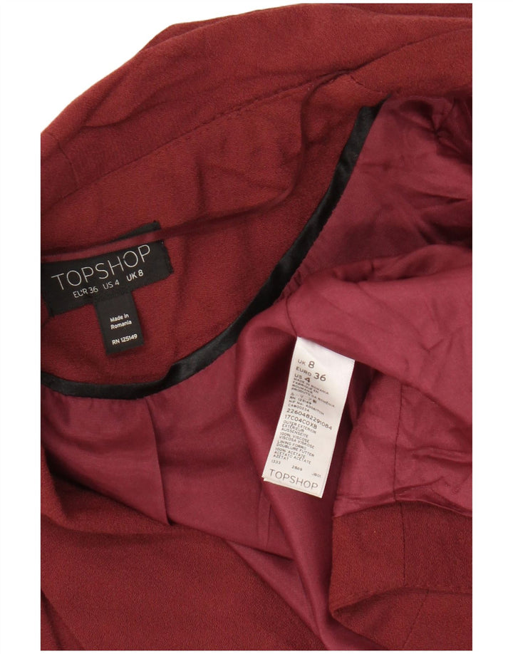 Topshop Chaqueta tipo blazer abierta corta para mujer UK 8 Small Granate Viscosa