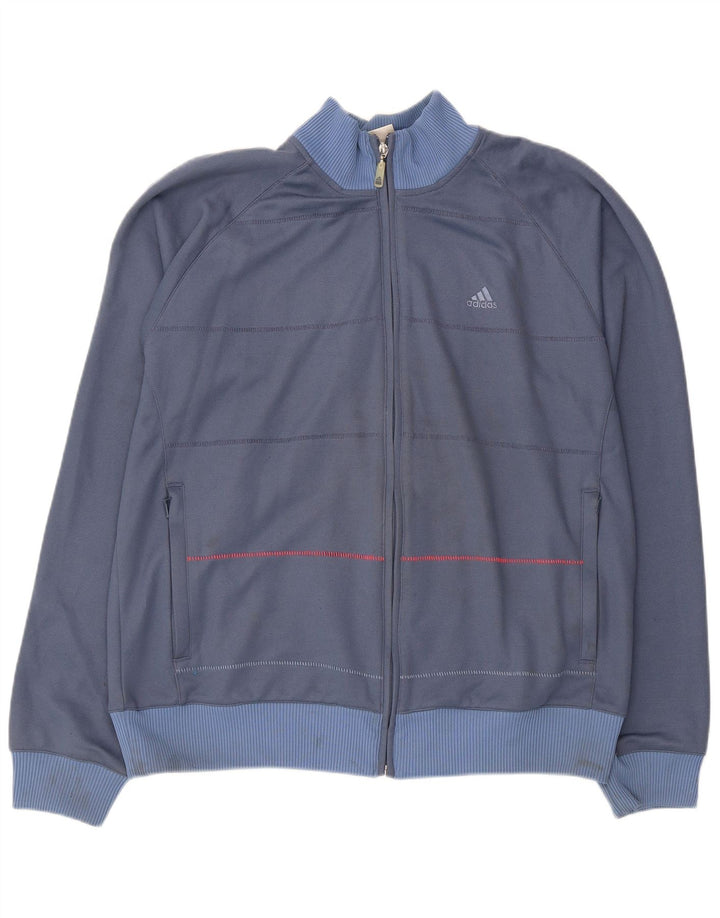 Adidas Mens Chándal Top Chaqueta Grande Azul Marino Rayas Algodón