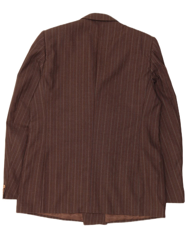 Vintage hombres doble pecho Blazer chaqueta IT 54 2XL marrón rayas