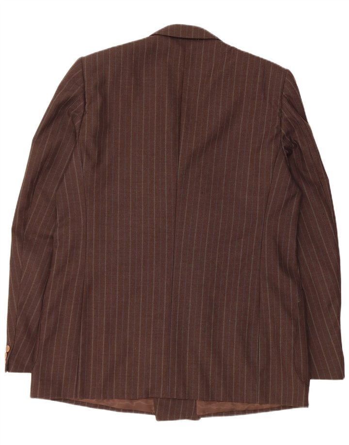 Vintage hombres doble pecho Blazer chaqueta IT 54 2XL marrón rayas