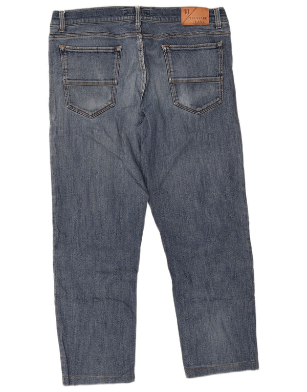 Trussardi Vaqueros recortados desgastados para hombre IT 51 Large W37 L26 Azul