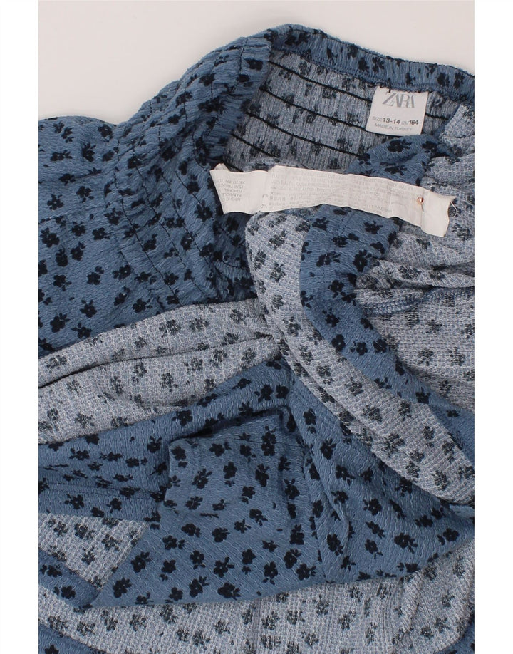 ZARA Falda Niña Volantes 13-14 Años W26 Poliéster Lunares Azul