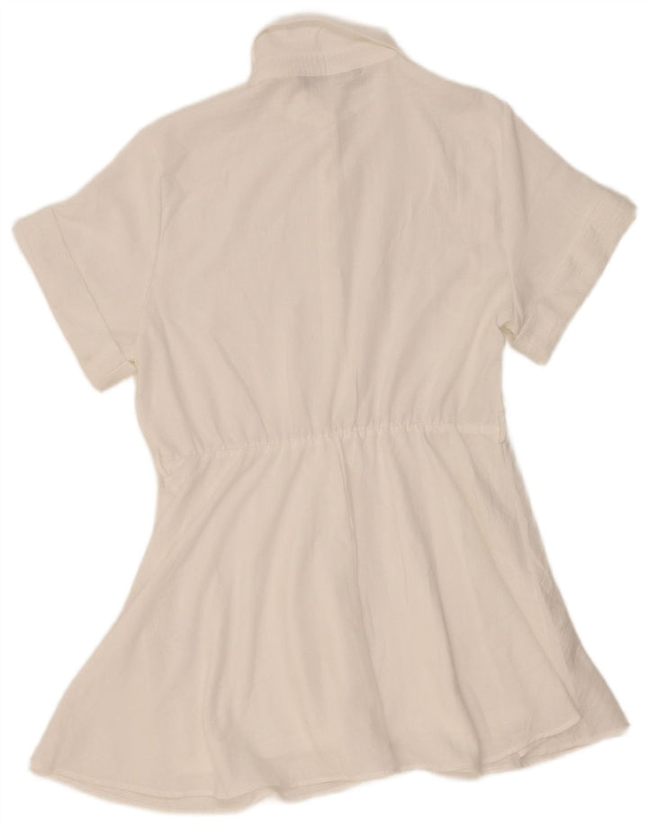 Zara Mujer Vestido Acampanado ES 40 XL Poliéster Blanco