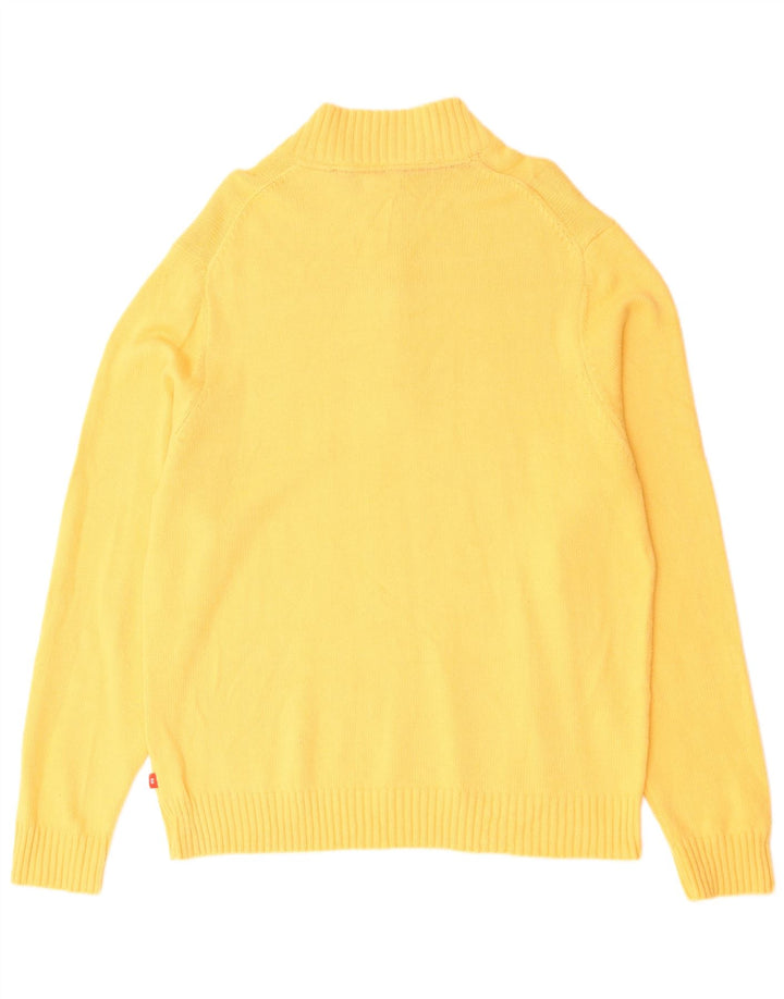 IZOD Mens Zip Neck Jumper Sweater XL Yellow Cotton