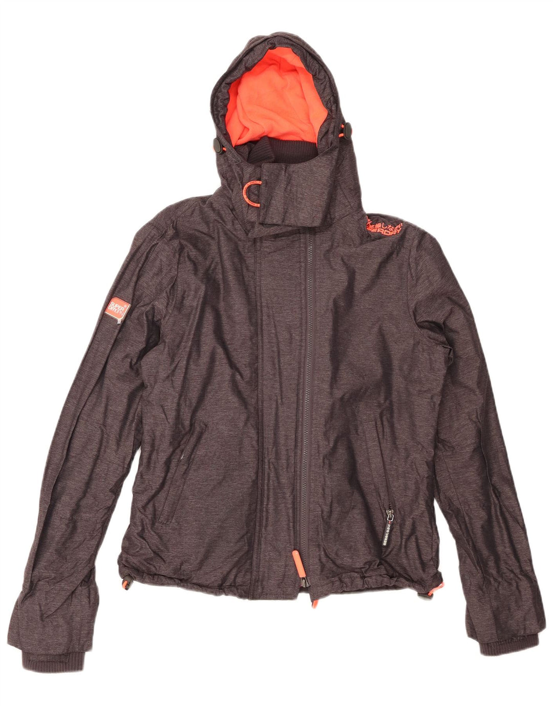 SUPERDRY Chaqueta cortavientos con capucha para mujer, talla 40, color gris medio