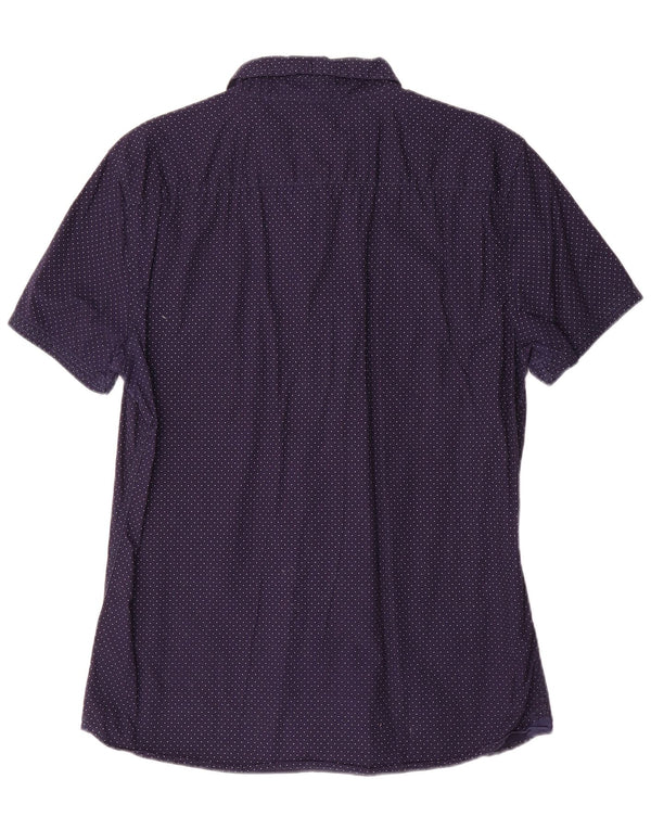 Camisa de corte slim para hombre de French Connection, talla grande, de algodón con lunares en azul marino