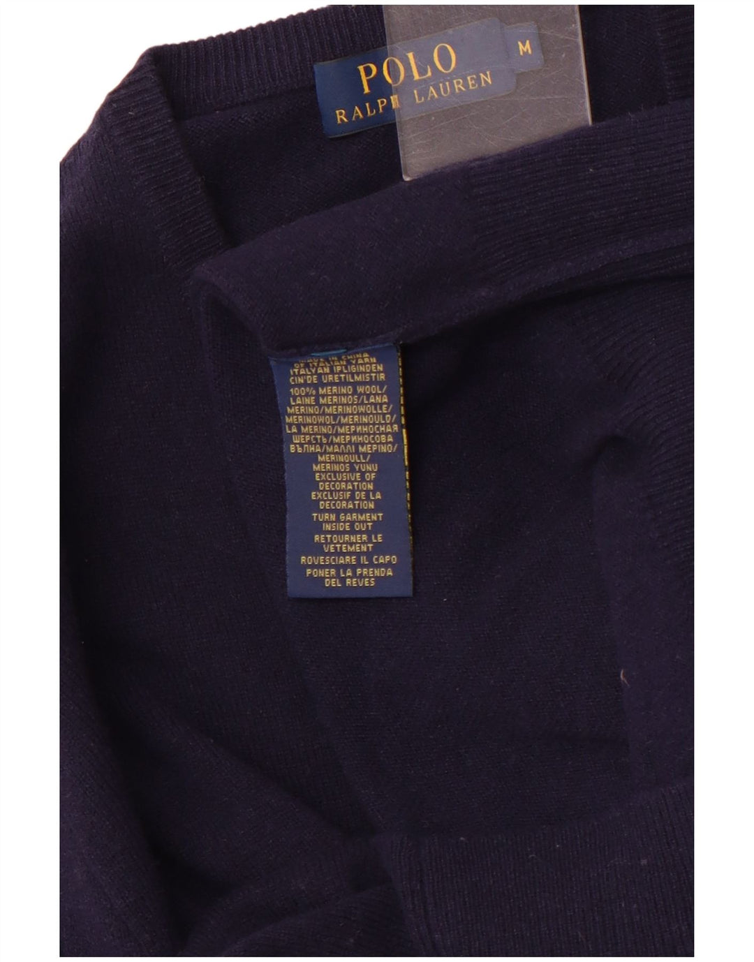 POLO RALPH LAUREN Suéter con cuello en V para hombre Lana merino azul marino medio