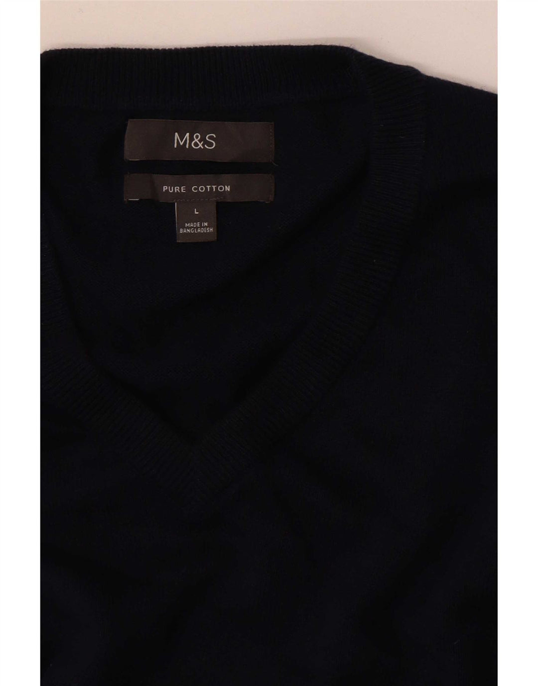 Marks & Spencer - Jersey con cuello en V para hombre, talla grande, azul marino