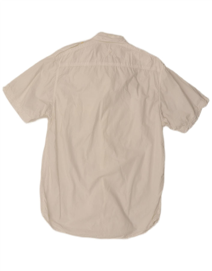 Murphy & Nye Camisa militar de manga corta para hombre grande de algodón blanco