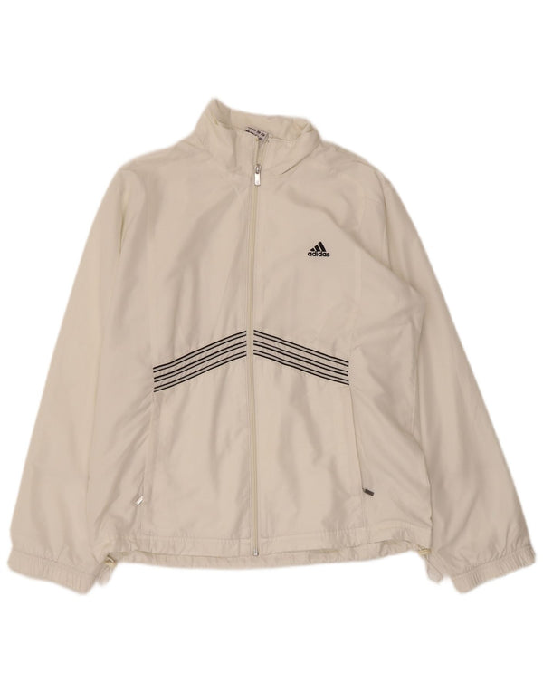 ADIDAS Womens Clima Proof Tracksuit Top Jacket UK 16 Large White Polyester