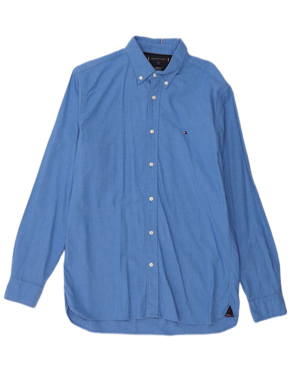 TOMMY HILFIGER Camisa Regular Fit para Hombre Algodón Azul Medio