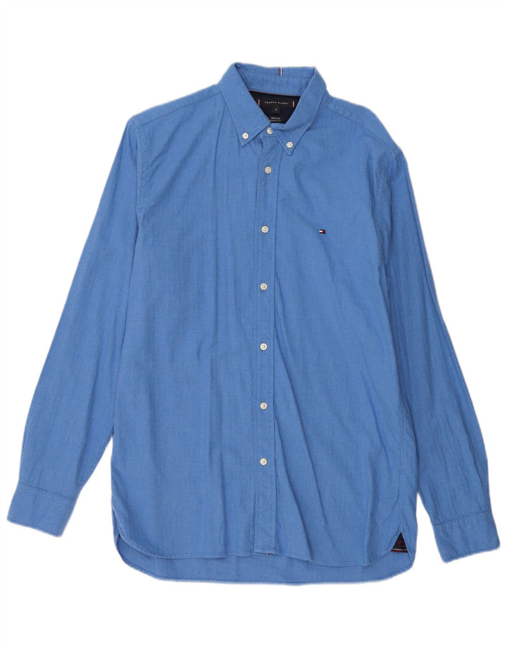 TOMMY HILFIGER Camisa Regular Fit para Hombre Algodón Azul Medio