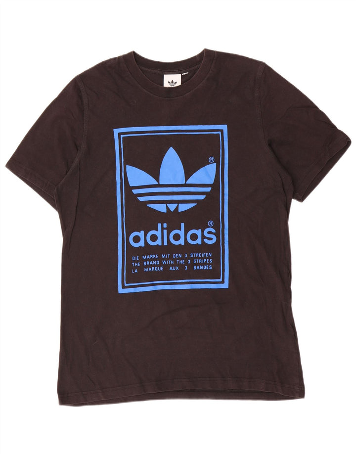 Adidas Camiseta gráfica de tres rayas para hombre Top mediano de algodón negro