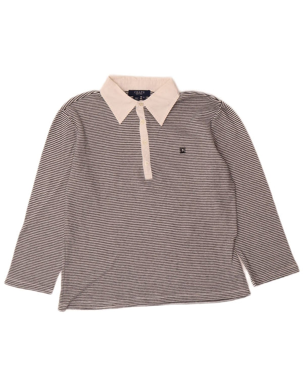 Chaps Polo de manga 3/4 para mujer UK 10 Small Algodón a rayas negras