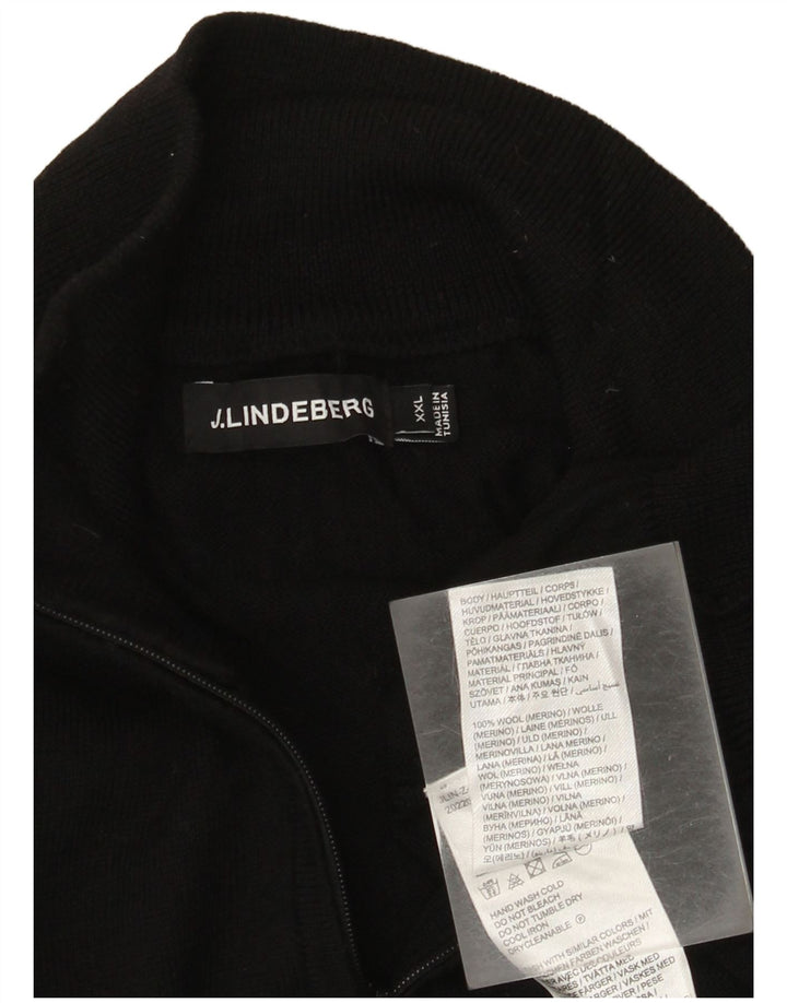 J.Lindeberg Jersey con cuello y cremallera para hombre, talla 2XL, lana negra