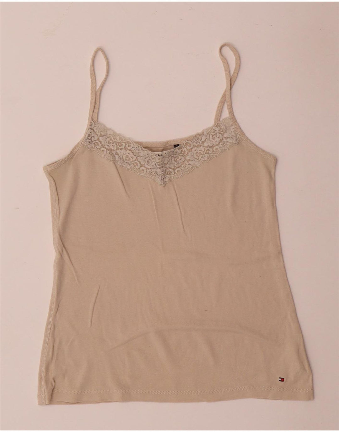 Tommy Hilfiger Cami Top para Mujer UK 12 Algodón Beige Medio