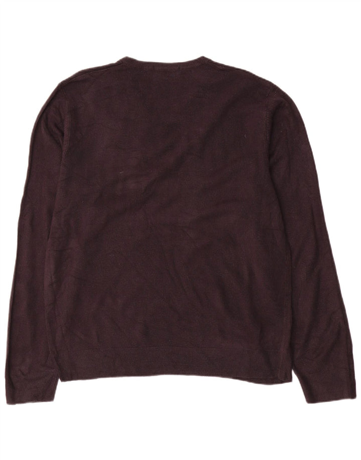 Marks & Spencer Suéter tipo jersey con cuello en V azul Harbor para hombre, talla grande, azul marino