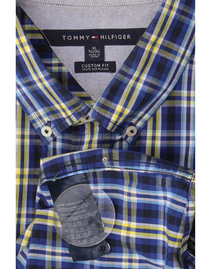 TOMMY HILFIGER Mens Custom Fit Shirt XL Blue Check Cotton Vintage Tommy Hilfiger and Second-Hand Tommy Hilfiger from Messina Hembry 