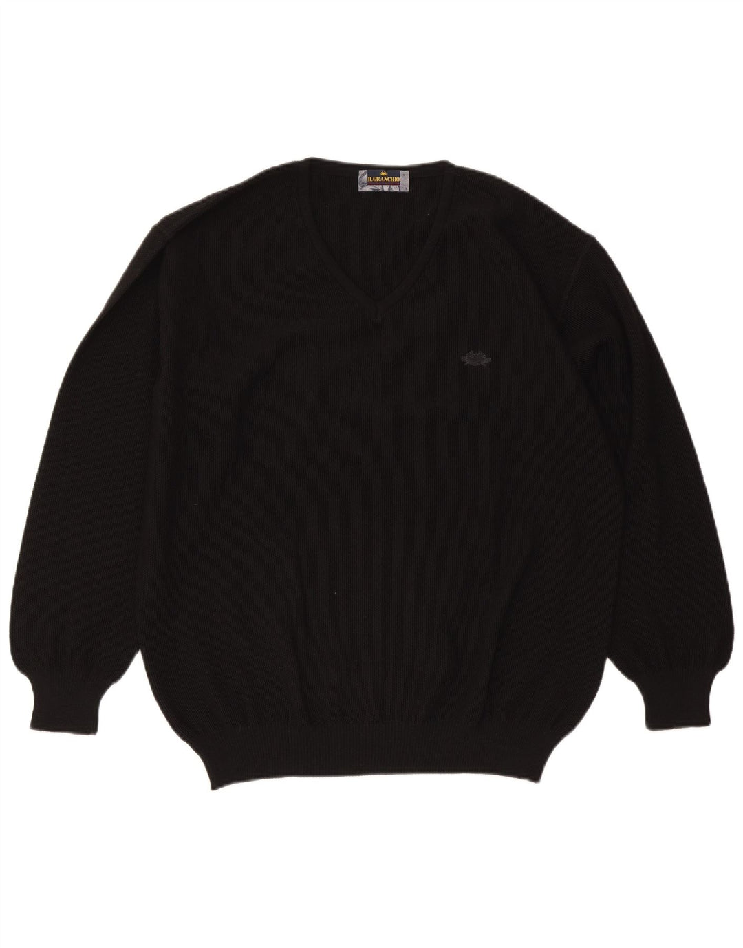 Il Granchio Jersey con Cuello en V para Hombre Large Lana Negra