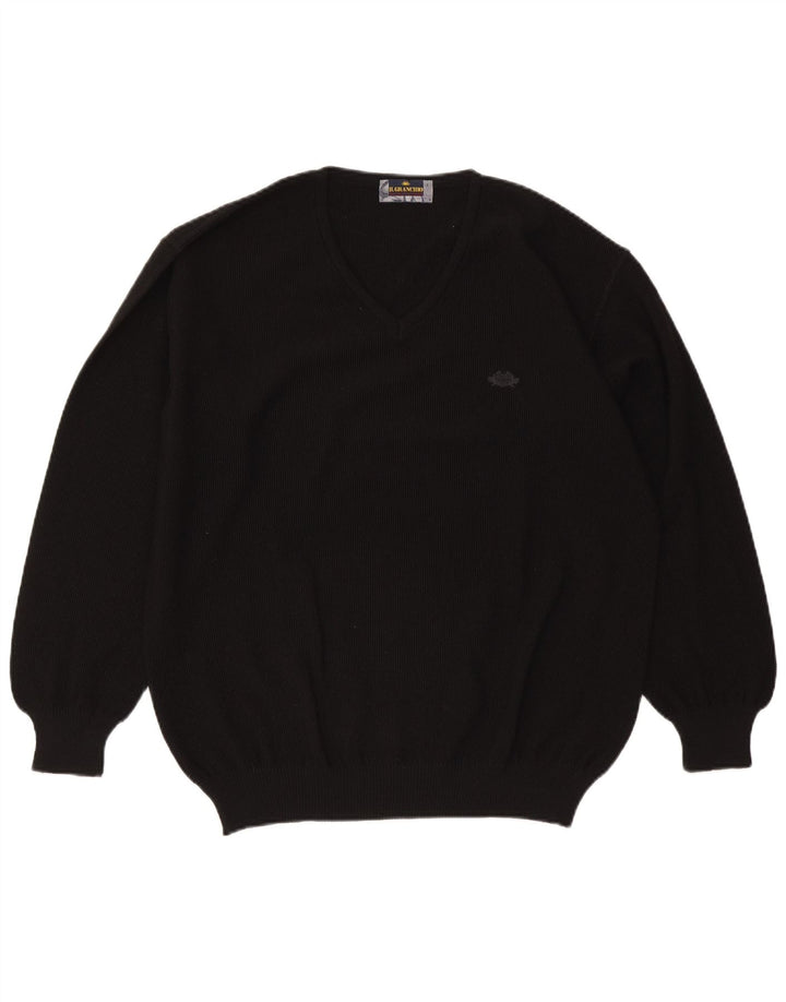 Il Granchio Jersey con Cuello en V para Hombre Large Lana Negra