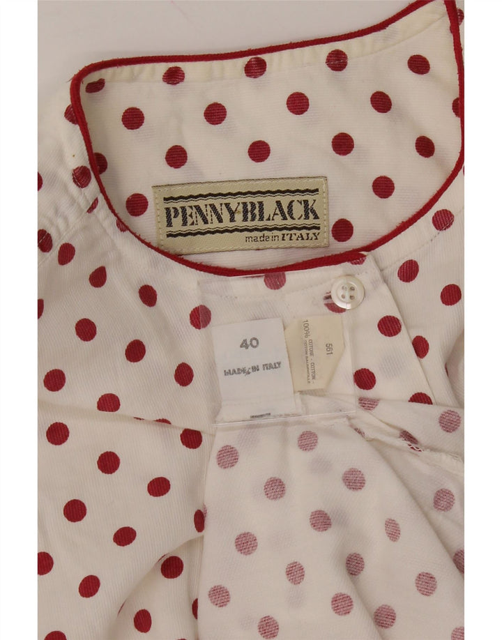 PENNY BLACK Womens Oversized Shirt Blouse IT 40 Small White Polka Dot Vintage Penny Black and Second-Hand Penny Black from Messina Hembry 