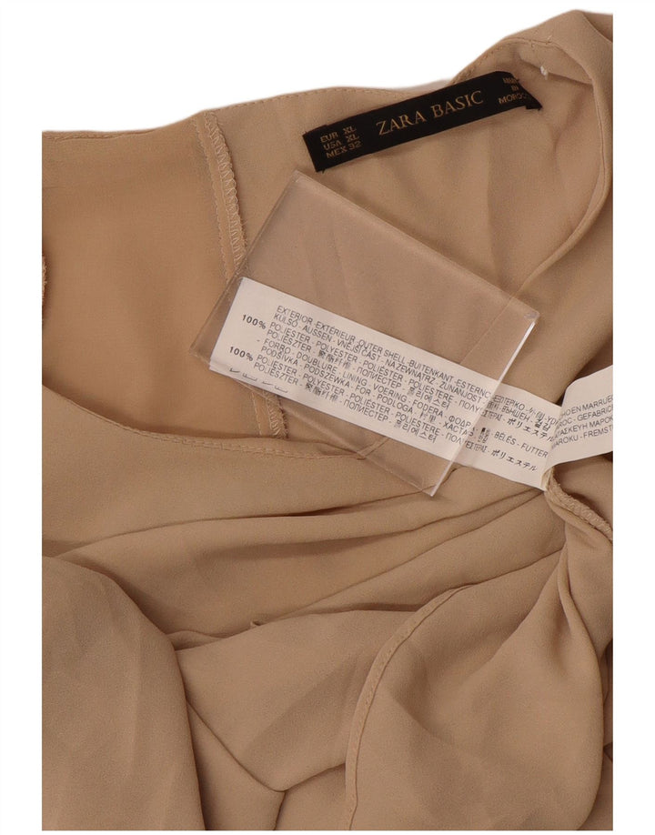 Zara Mujer Blusa Camisera ES 40 XL Poliéster Beige
