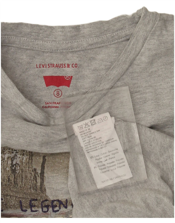 Levi's Camiseta gráfica para niños de manga larga 7-8 años Algodón moteado gris