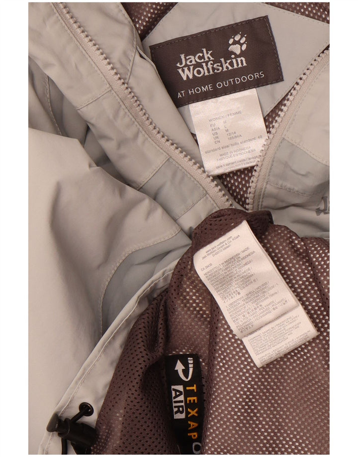 Jack Wolfskin Chaqueta impermeable con capucha para mujer UK 12/14 Gris medio Colorblock