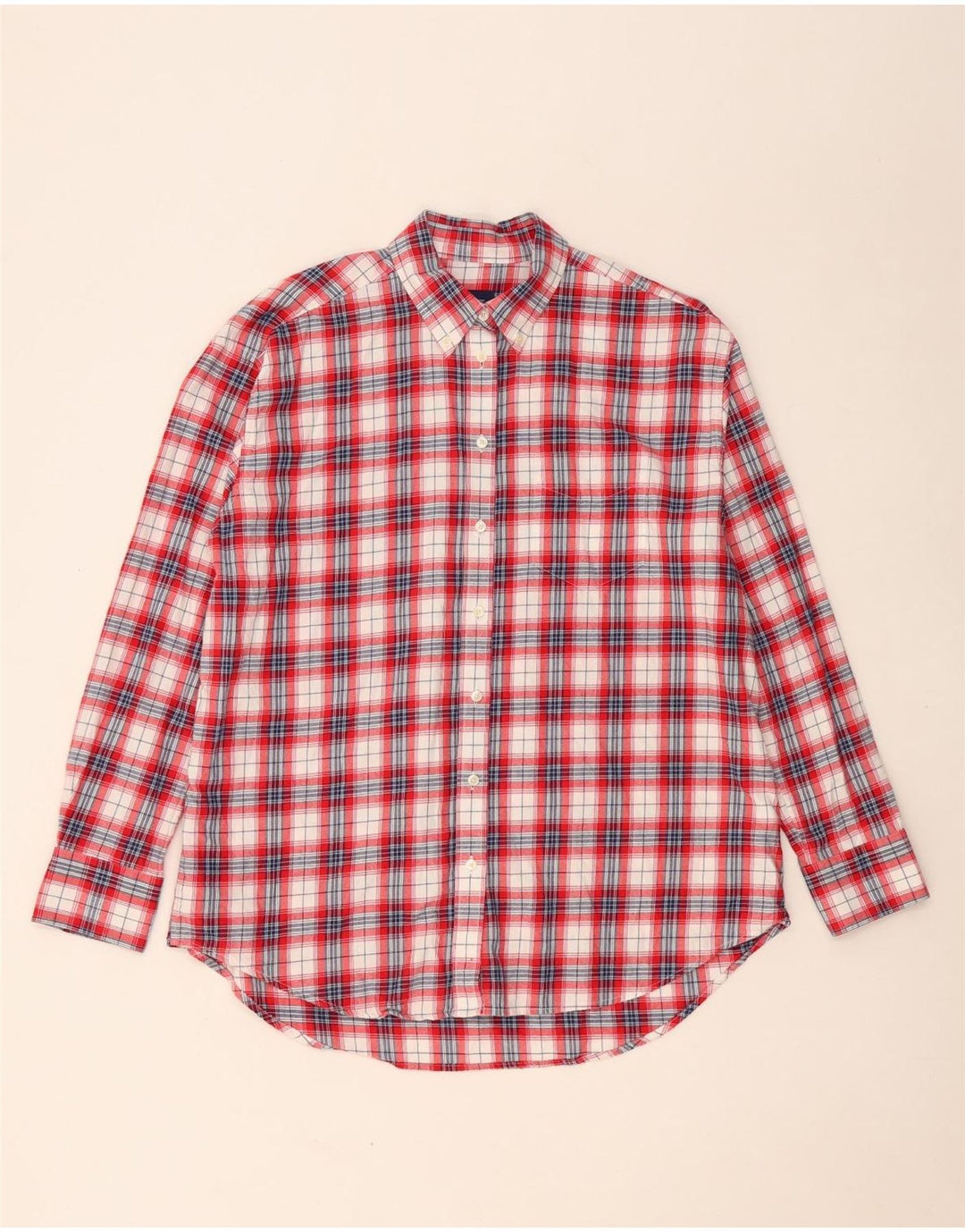 GANT Camisa larga de franela extragrande para mujer UK 8 Small Red Check Cotton