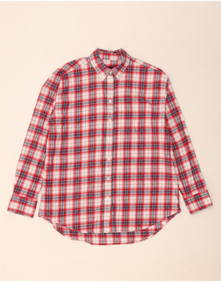 GANT Camisa larga de franela extragrande para mujer UK 8 Small Red Check Cotton