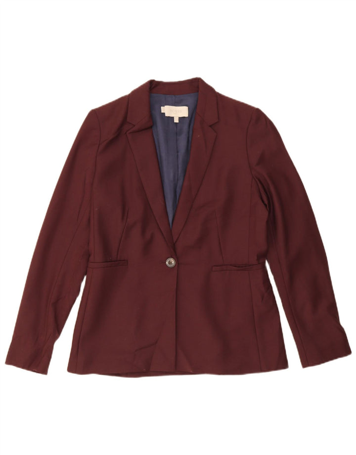 Hobbs Chaqueta tipo blazer con 1 botón para mujer UK 10 Small Borgoña Poliéster