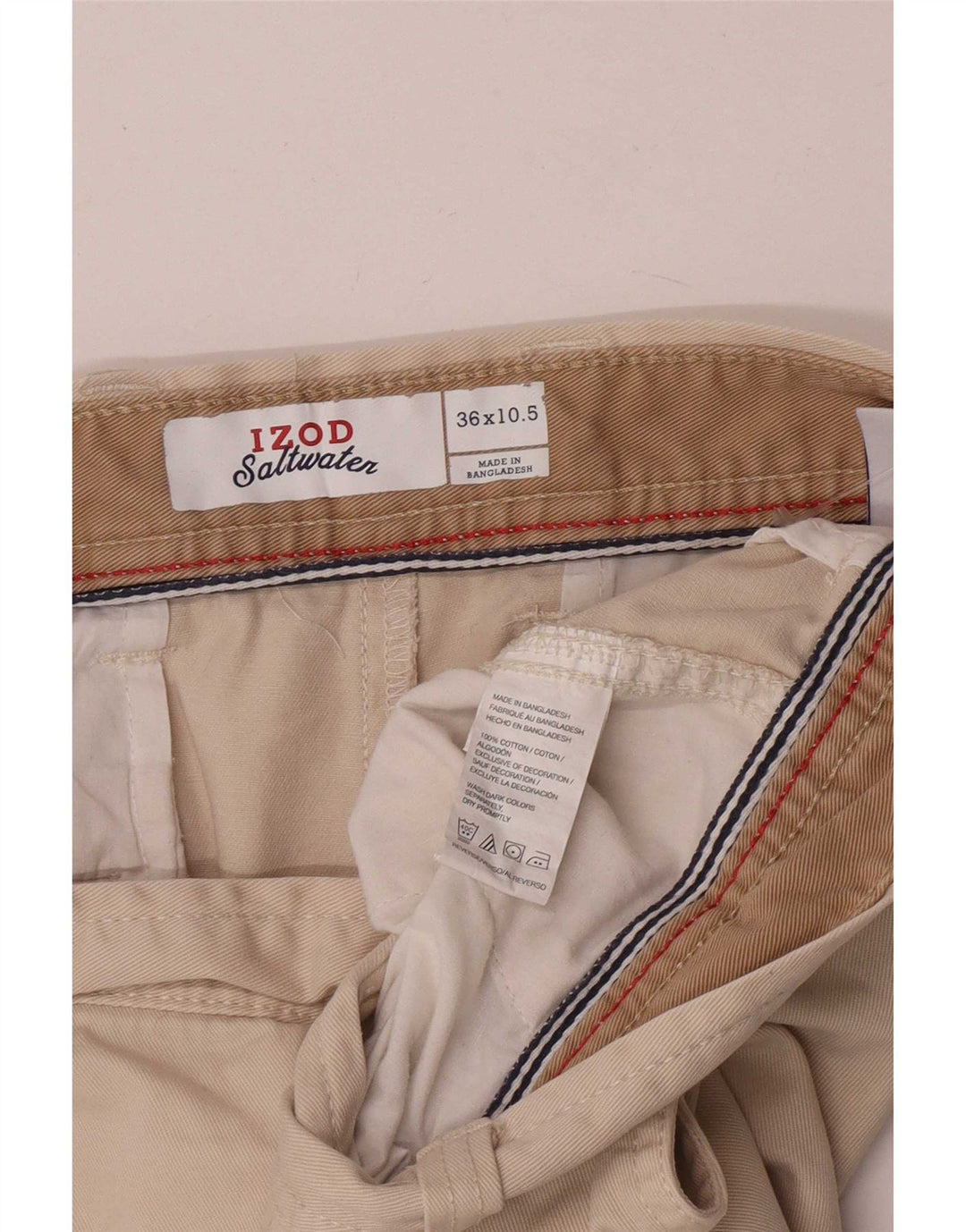Izod Mens Chino Shorts W36 Grande Algodón Beige