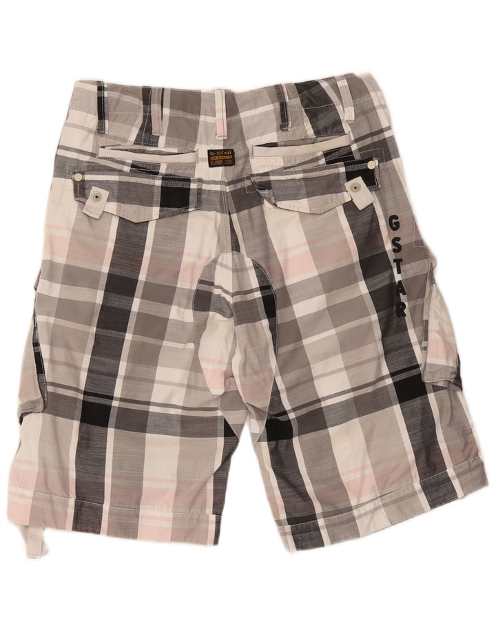 Pantalones cortos tipo cargo con gráficos G-Star para hombre W31 de algodón a cuadros en gris medio