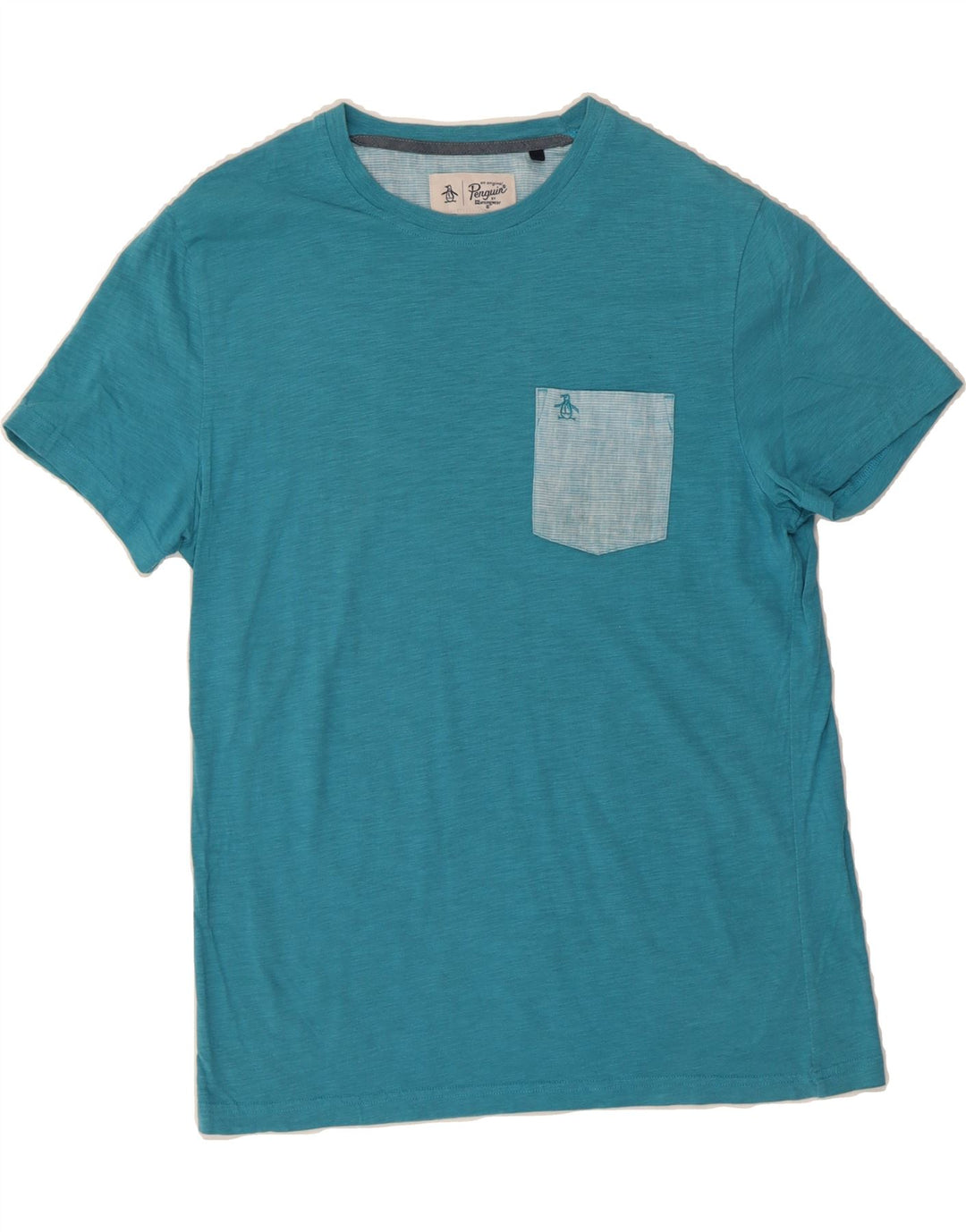 PENGUIN Mens T-Shirt Top Medium Turquoise Vintage Penguin and Second-Hand Penguin from Messina Hembry 
