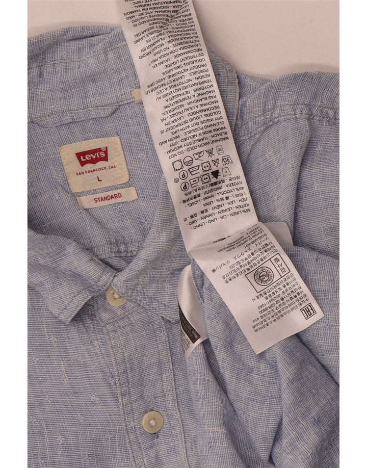 Camisa estándar Levi's para hombre de lino azul grande