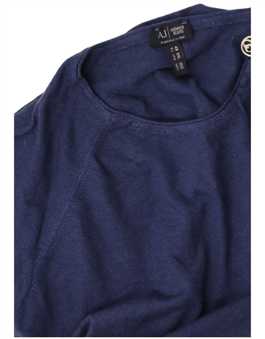 ARMANI Jersey con cuello y cremallera para mujer EU 48 2XL Azul marino
