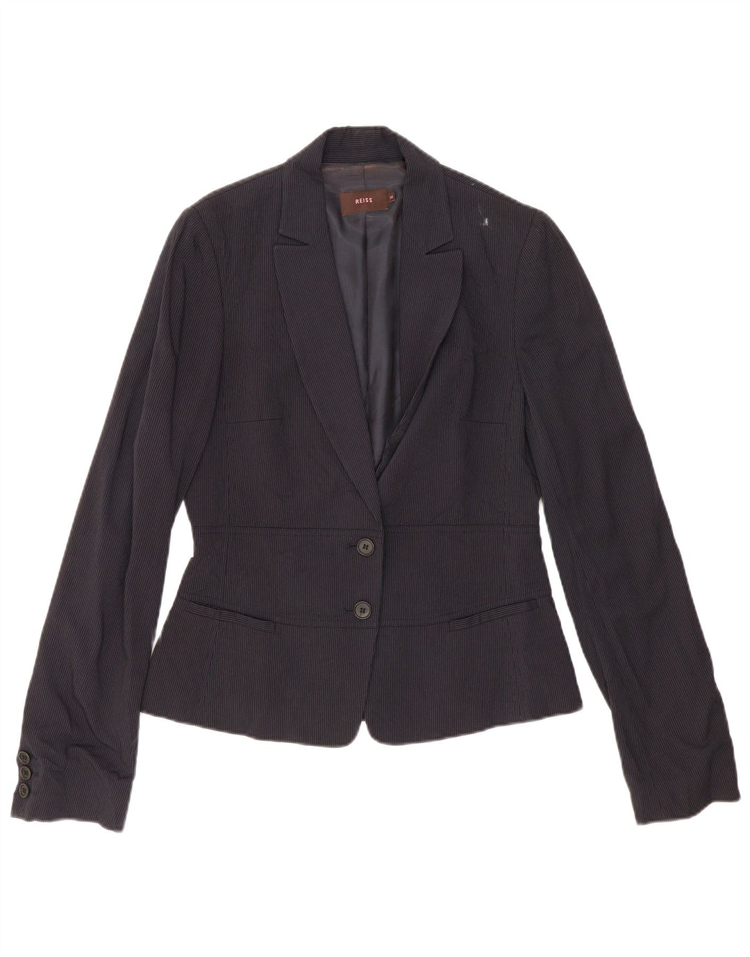 Chaqueta tipo blazer de 2 botones para mujer Reiss UK 12 Medium Azul marino a rayas