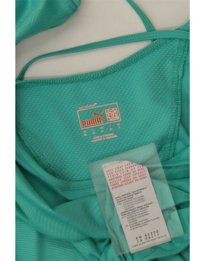 Puma Mujer Camiseta Top UK 40 Grande Turquesa Geométrico Poliéster