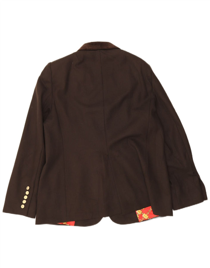 Les Copains Chaqueta Blazer De 3 Botones Para Mujer IT 52 2XL Lana Virgen Marrón