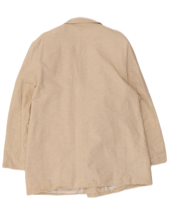 Vintage hombres doble pecho Blazer chaqueta EU 46 pequeño algodón beige